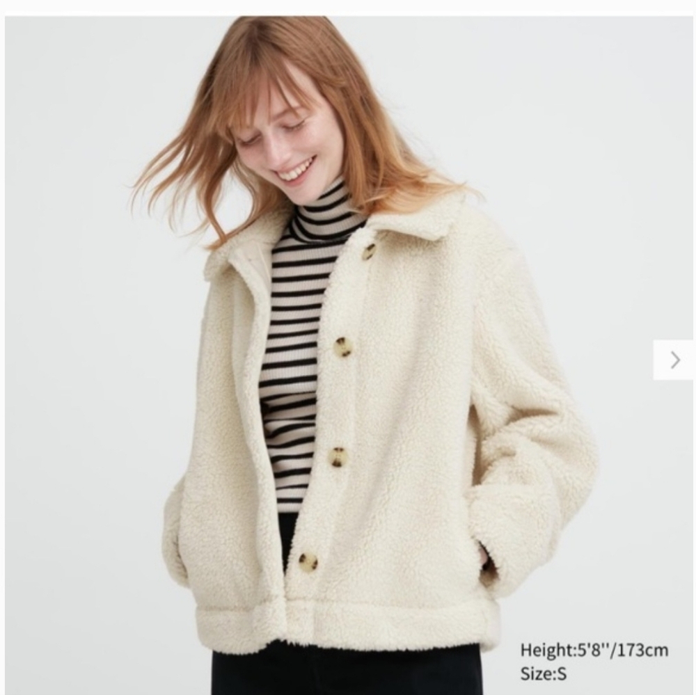 Women's Uniqlo Teddy  Cream Sherpa Jacket Sz XS
